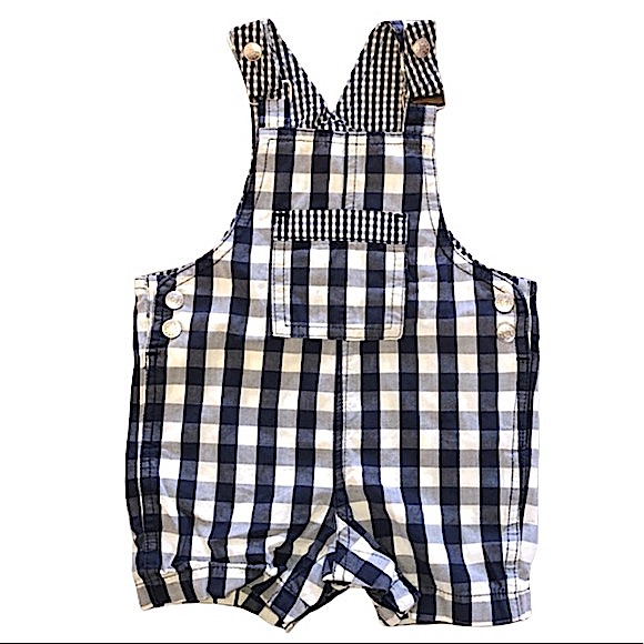 Pick 5/$25 Sale Koala Baby Navy & White Gingham Overalls Shorts Jumpsuit